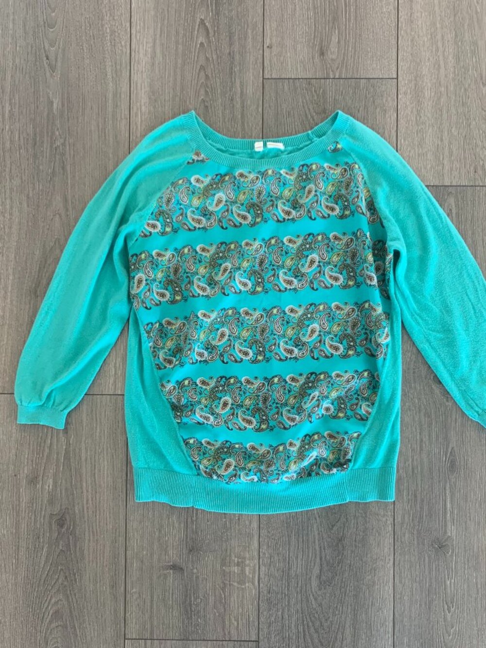 Anthropologie Moth Mint Green Paisley Pullover Sweater Size S